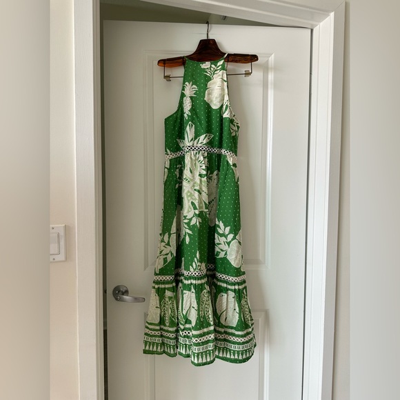 Farm Rio Lace Monsteras Embroidered Ruffle-Hem Midi Dress - Picture 8 of 10